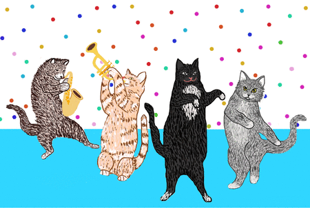 kitties dance with confetti.gif