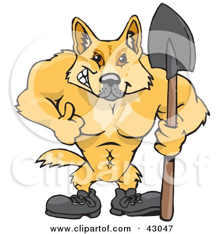 43047-Clipart-Illustration-Of-A-Dingo-Digger-Holding-A-Shovel.jpg